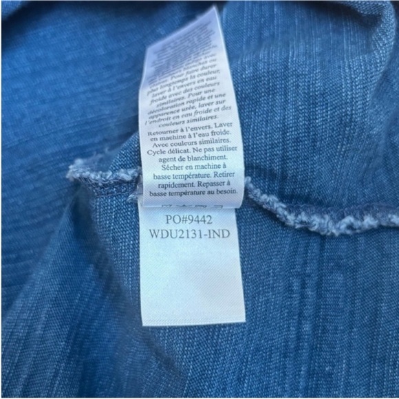 Faherty Mini Shift Dress Sleeveless Tank V Neck Cotton Indigo Blue Size Medium - Picture 11 of 11